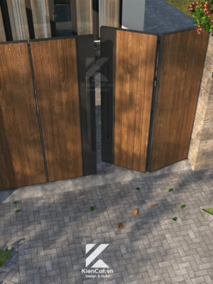 Cổng gỗ sồi biến tính sang trọng và đẳng cấp