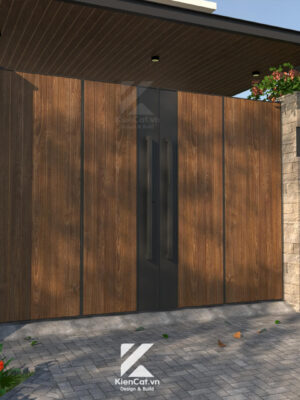 Cổng gỗ sồi biên tính