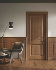 cửa gố sồi 1 cánh tân cổ điển sang trọng với màu nâu nhạt