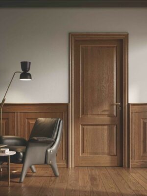 cửa gố sồi 1 cánh tân cổ điển sang trọng với màu nâu nhạt