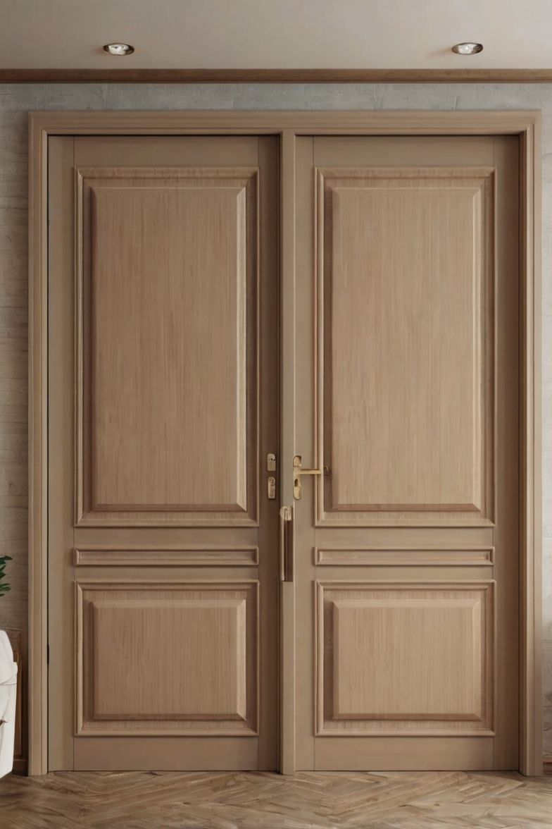 cửa gỗ sồi 2 cánh tân cổ điển