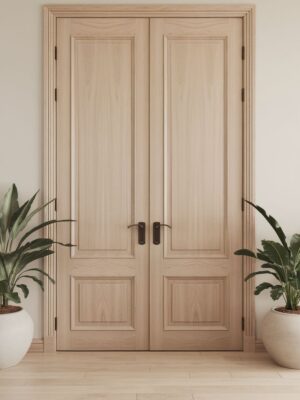 cửa gỗ sồi 2 cánh tân cổ điển