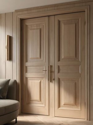 cửa gỗ sồi 2 cánh tân cổ điển