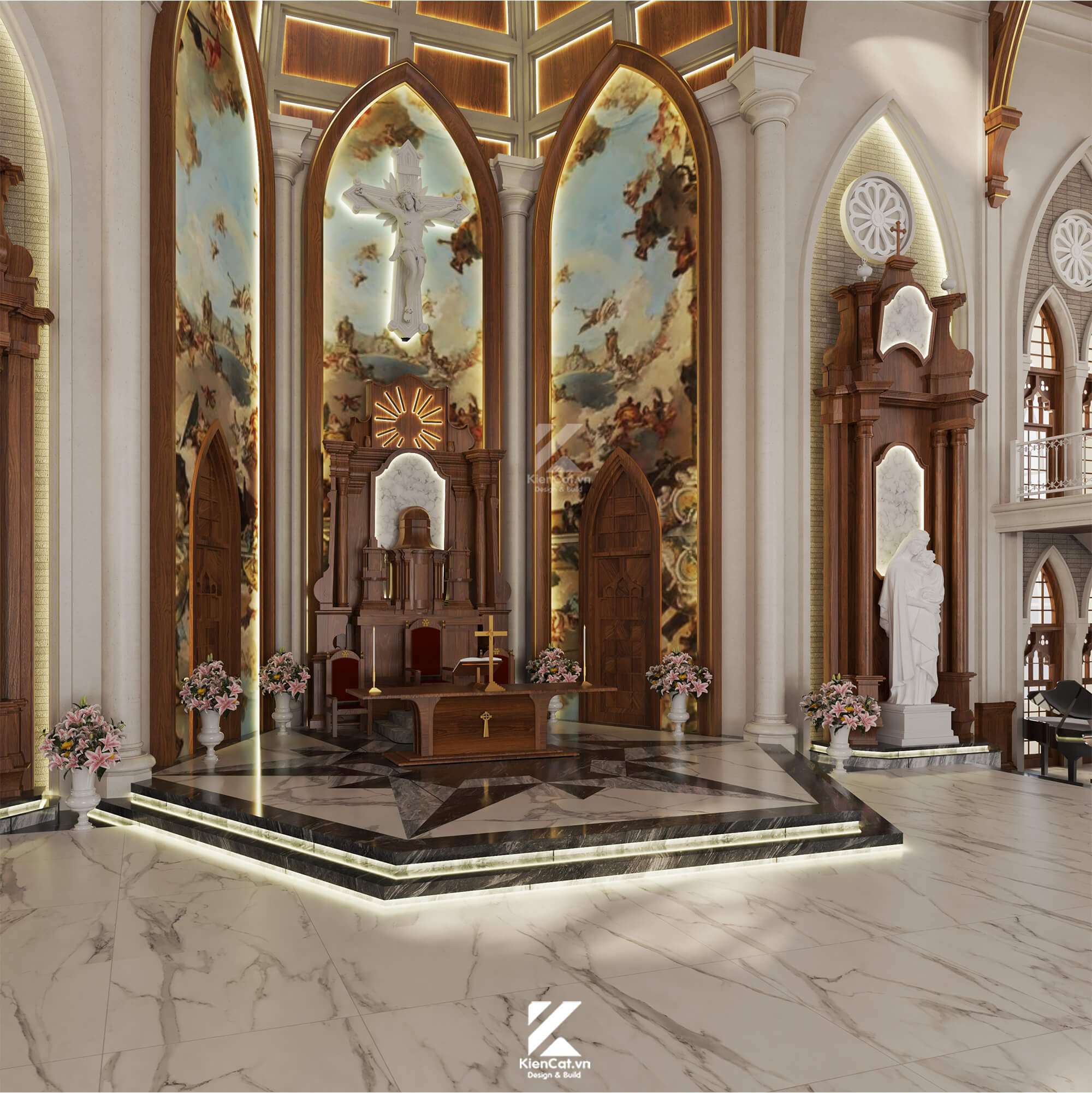 Thiết kế nội thất nhà thờ công giáo giáo xứ phú lợi bình dương