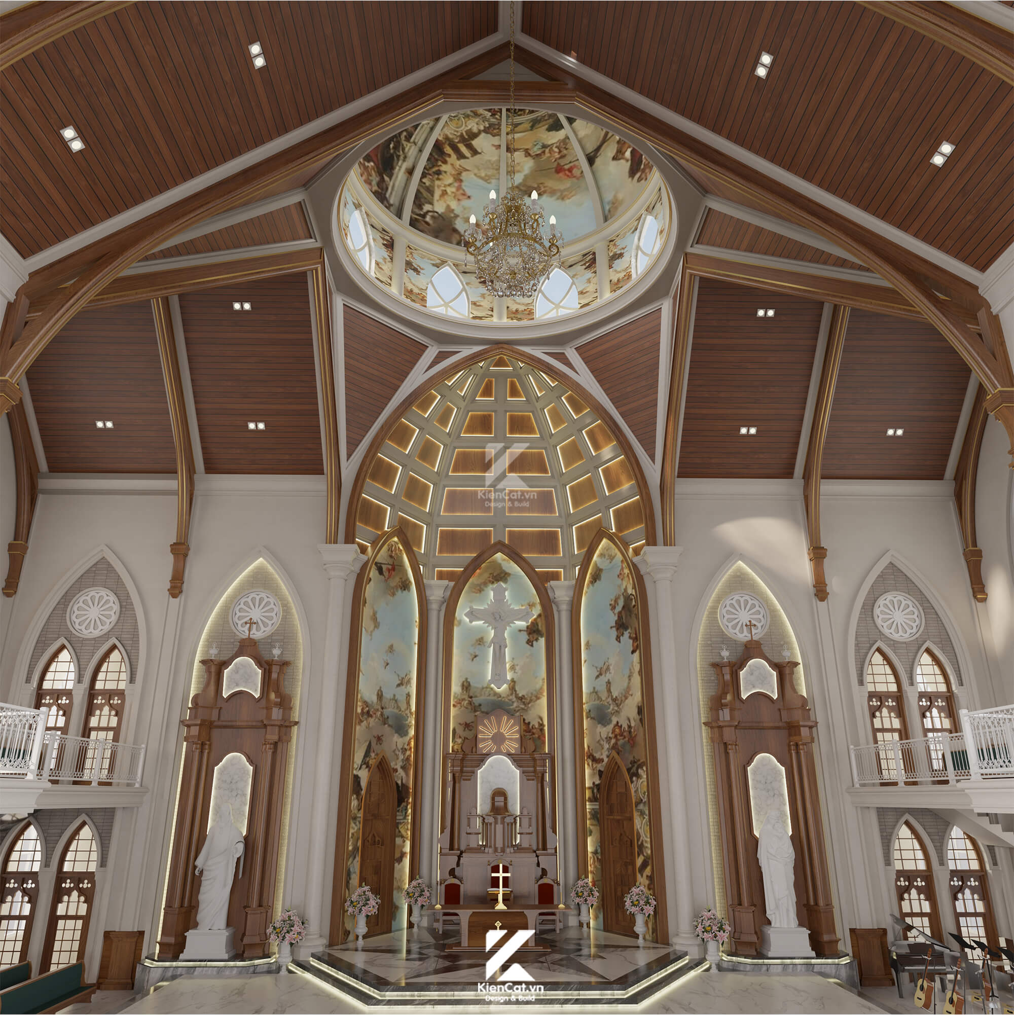 Thiết kế nội thất nhà thờ công giáo giáo xứ phú lợi bình dương