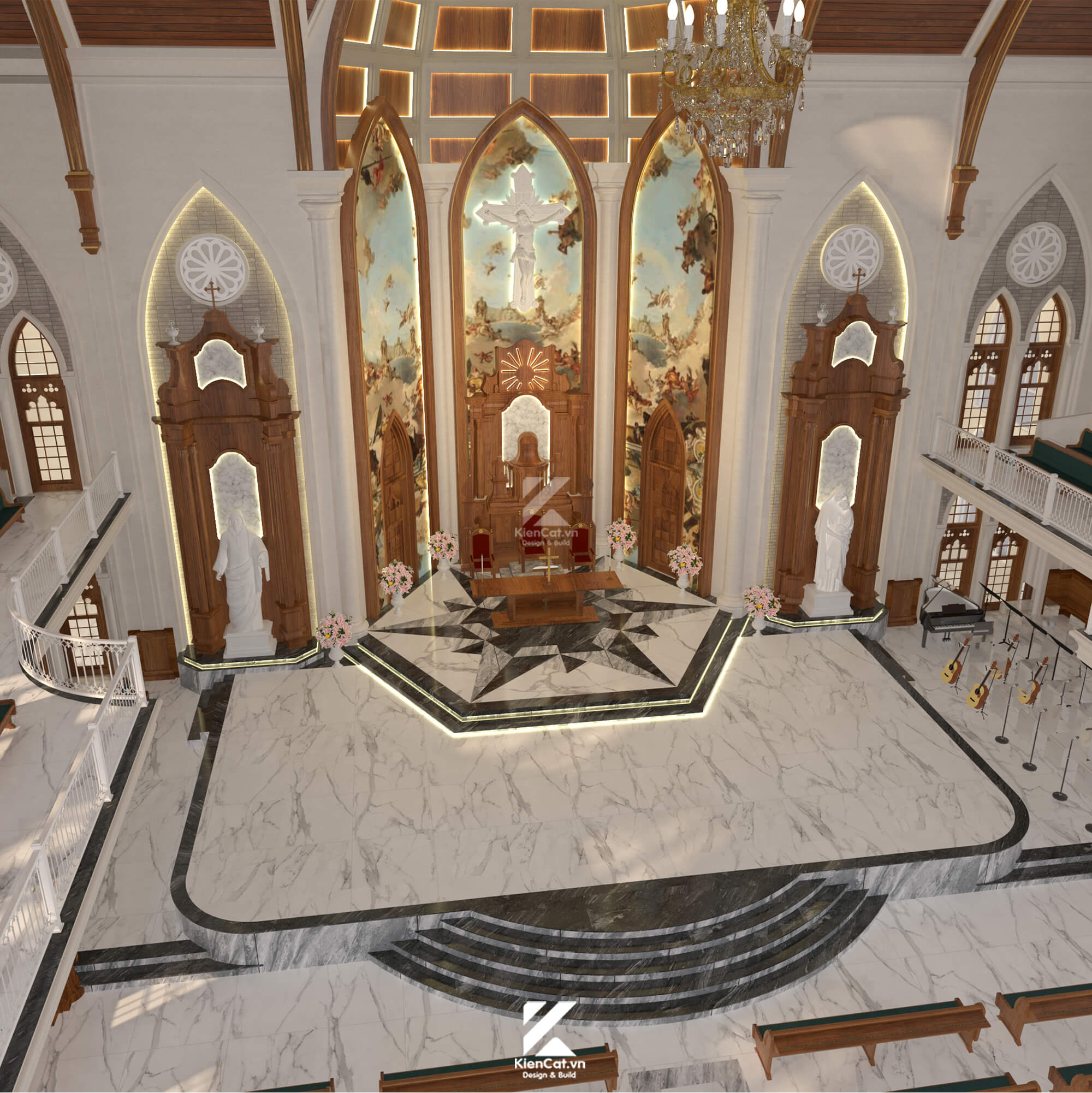 Thiết kế nội thất nhà thờ công giáo giáo xứ phú lợi bình dương