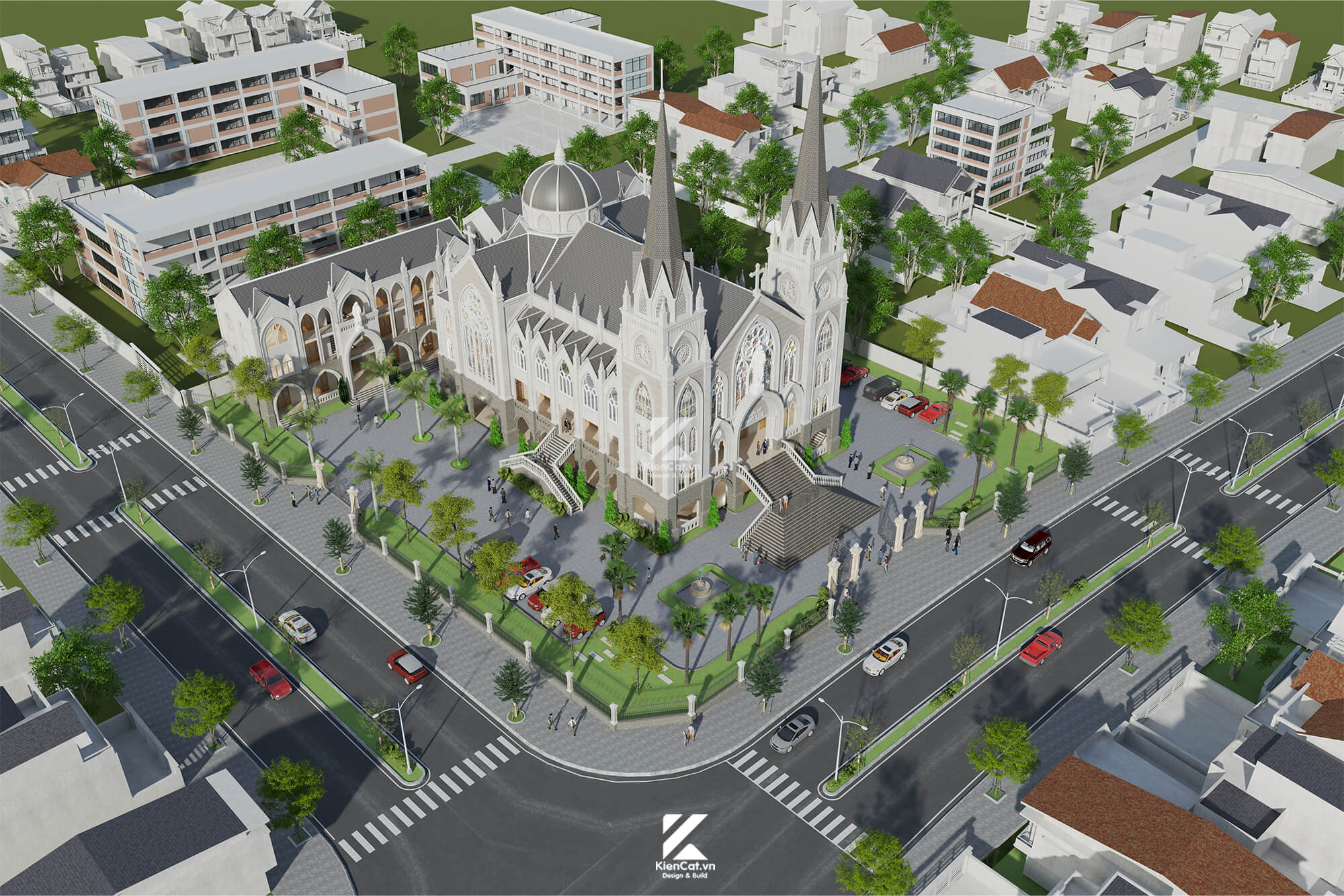 Phối cảnh nhà thờ công giáo giáo xứ phú lợi