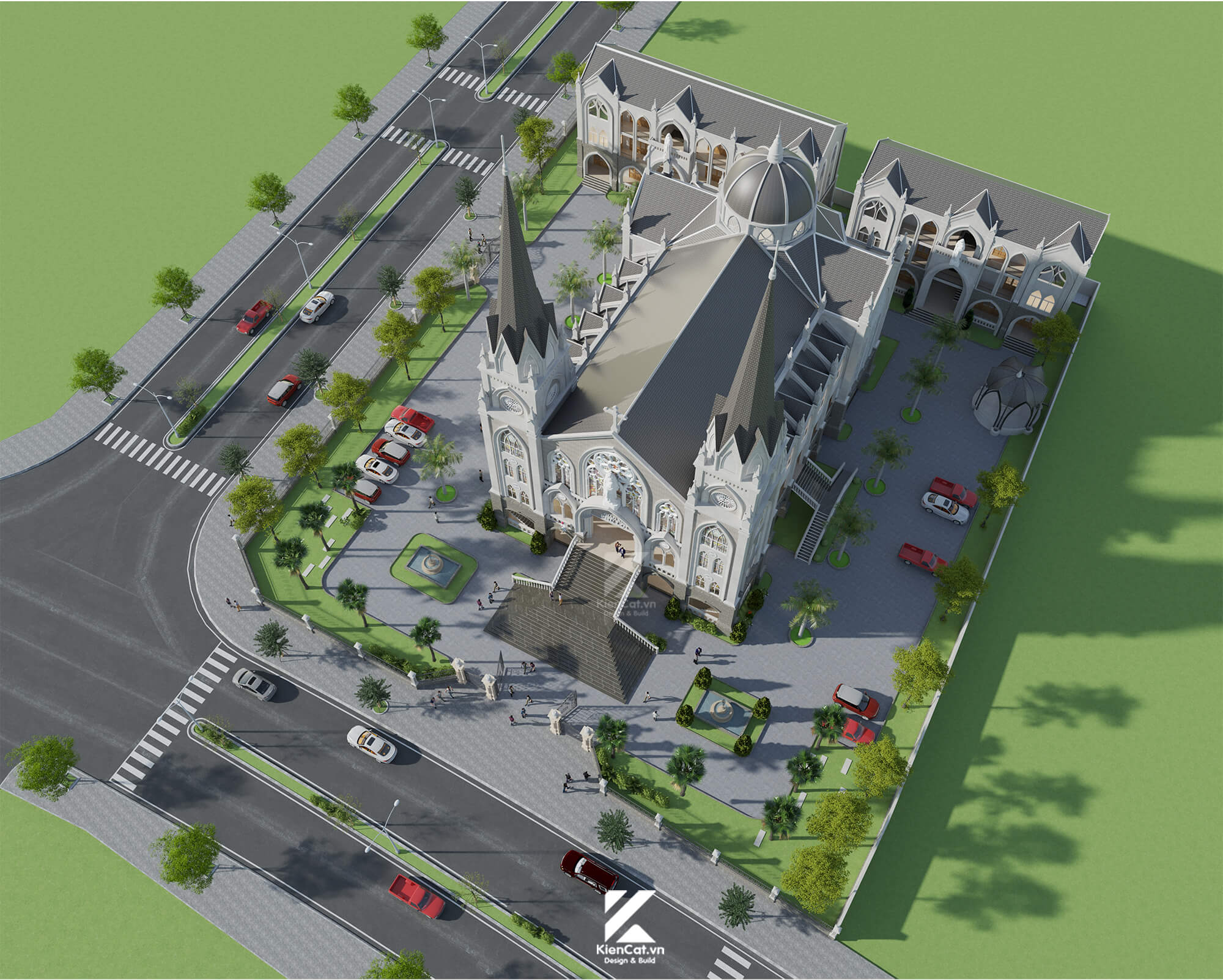 Phối cảnh nhà thờ công giáo giáo xứ phú lợi