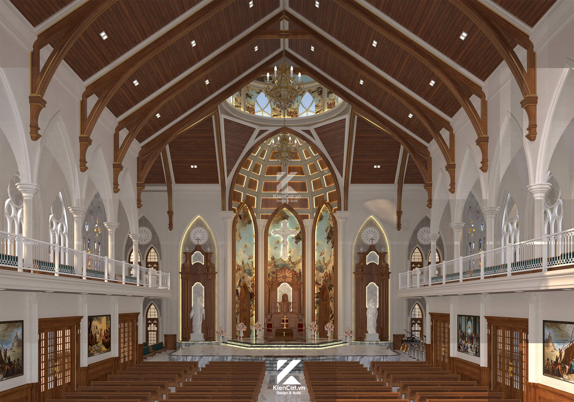 Thiết kế nội thất nhà thờ công giáo giáo xứ phú lợi bình dương