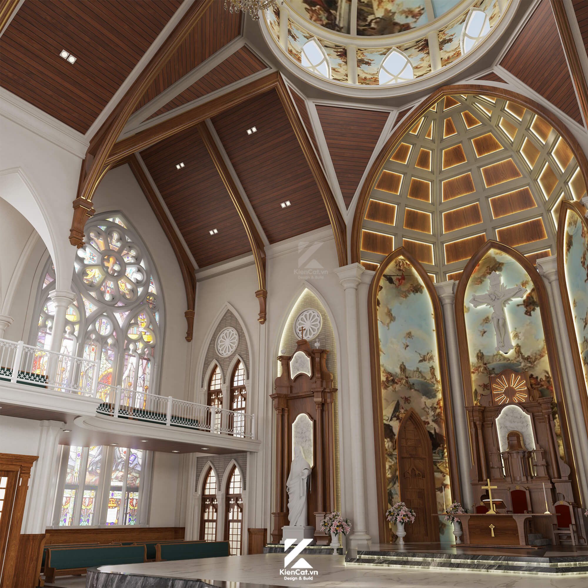 Thiết kế nội thất nhà thờ công giáo giáo xứ phú lợi bình dương