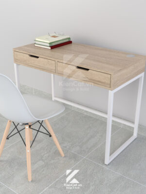 bàn làm việc chân sắt 2 ngăn kéo