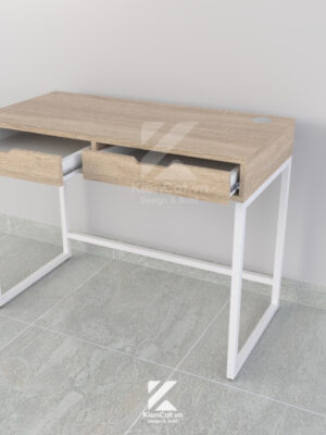 bàn làm việc chân sắt 2 ngăn kéo