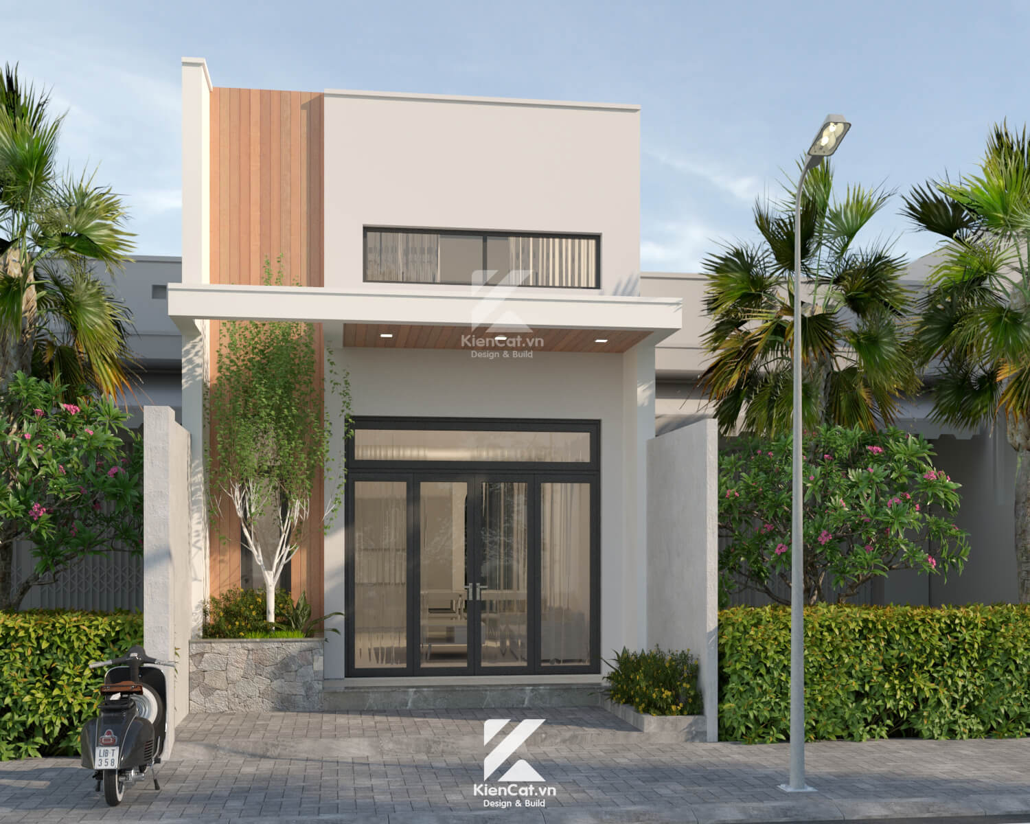 mặt đứng nhà cấp 4 gác lửng