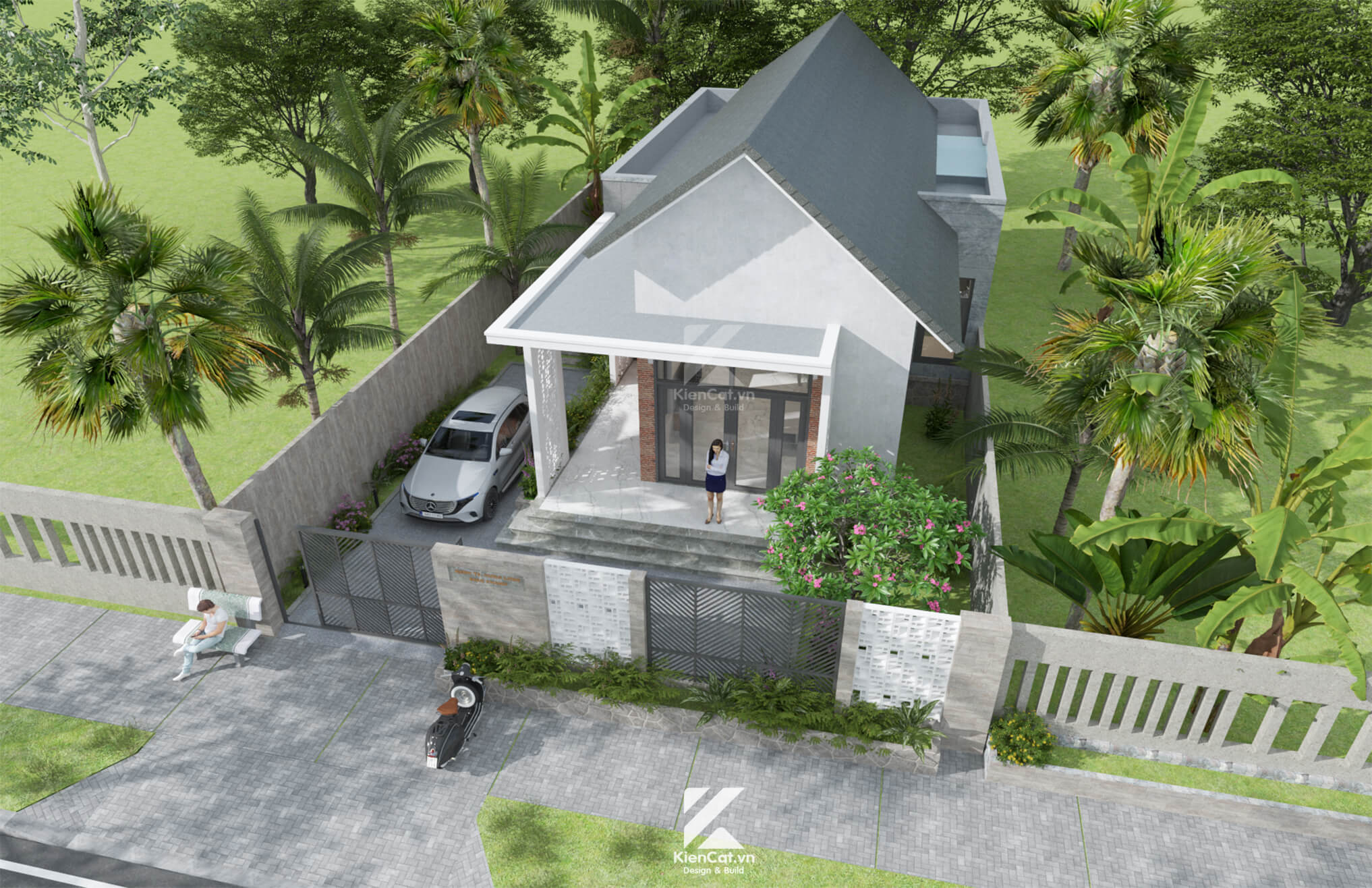 nhà cấp 4 hiện đại sân vườn