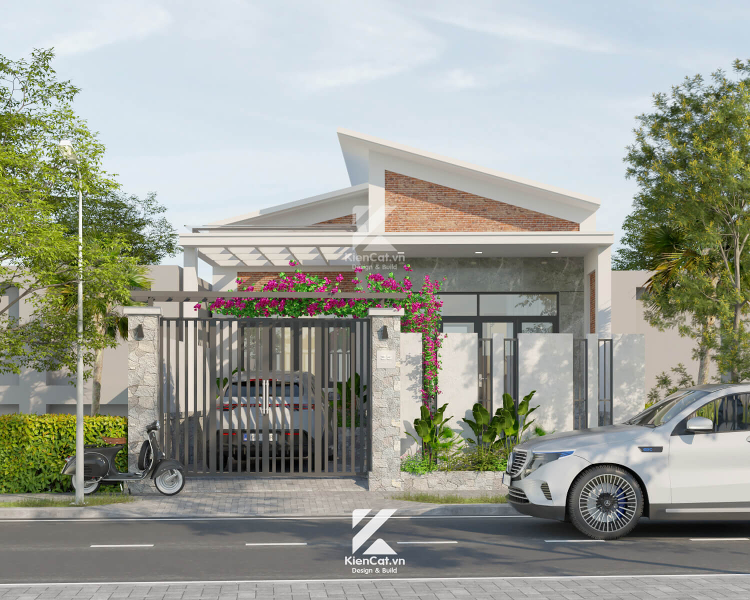 thiết kế nhà cấp 4 mái lệch