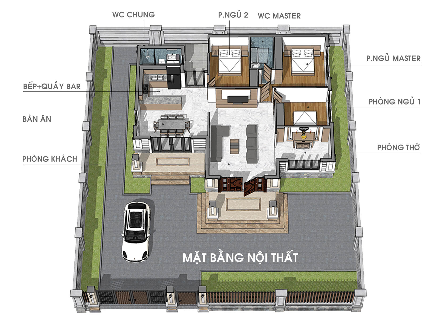 mặt bằng bố trí nhà vườn