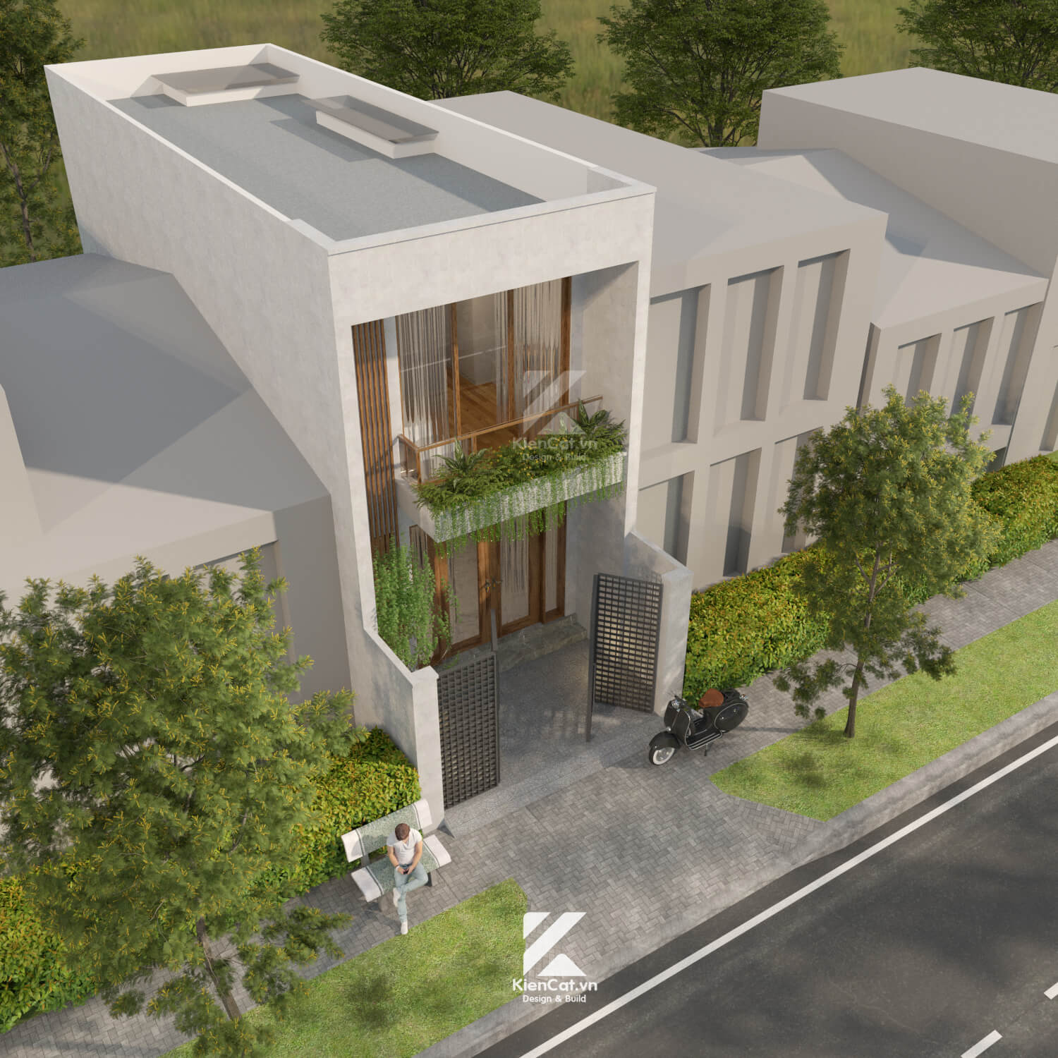 phối cảnh nhà phố 2 tầng đơn giản