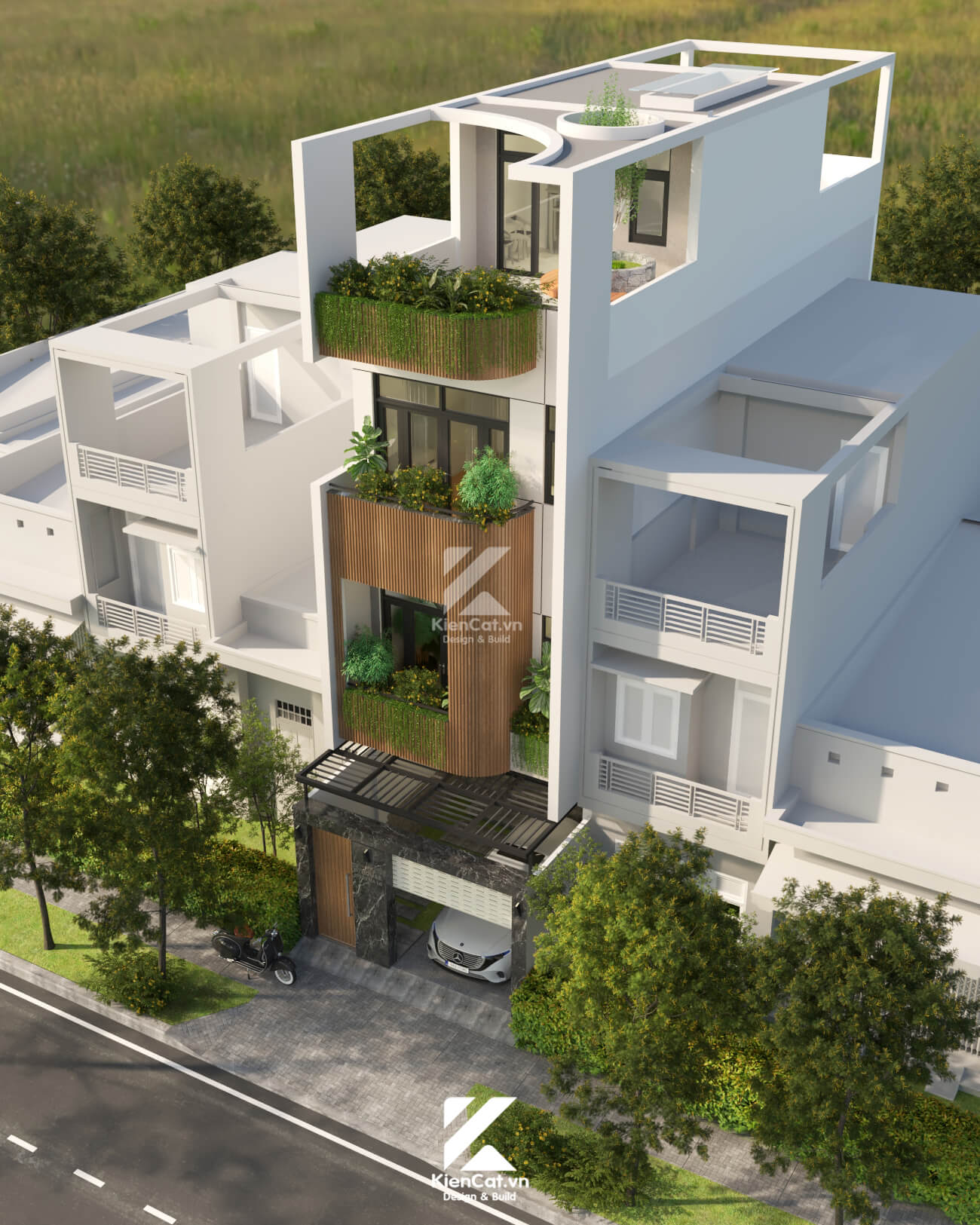 thiết kế nhà phố 3 tâng hiện địa