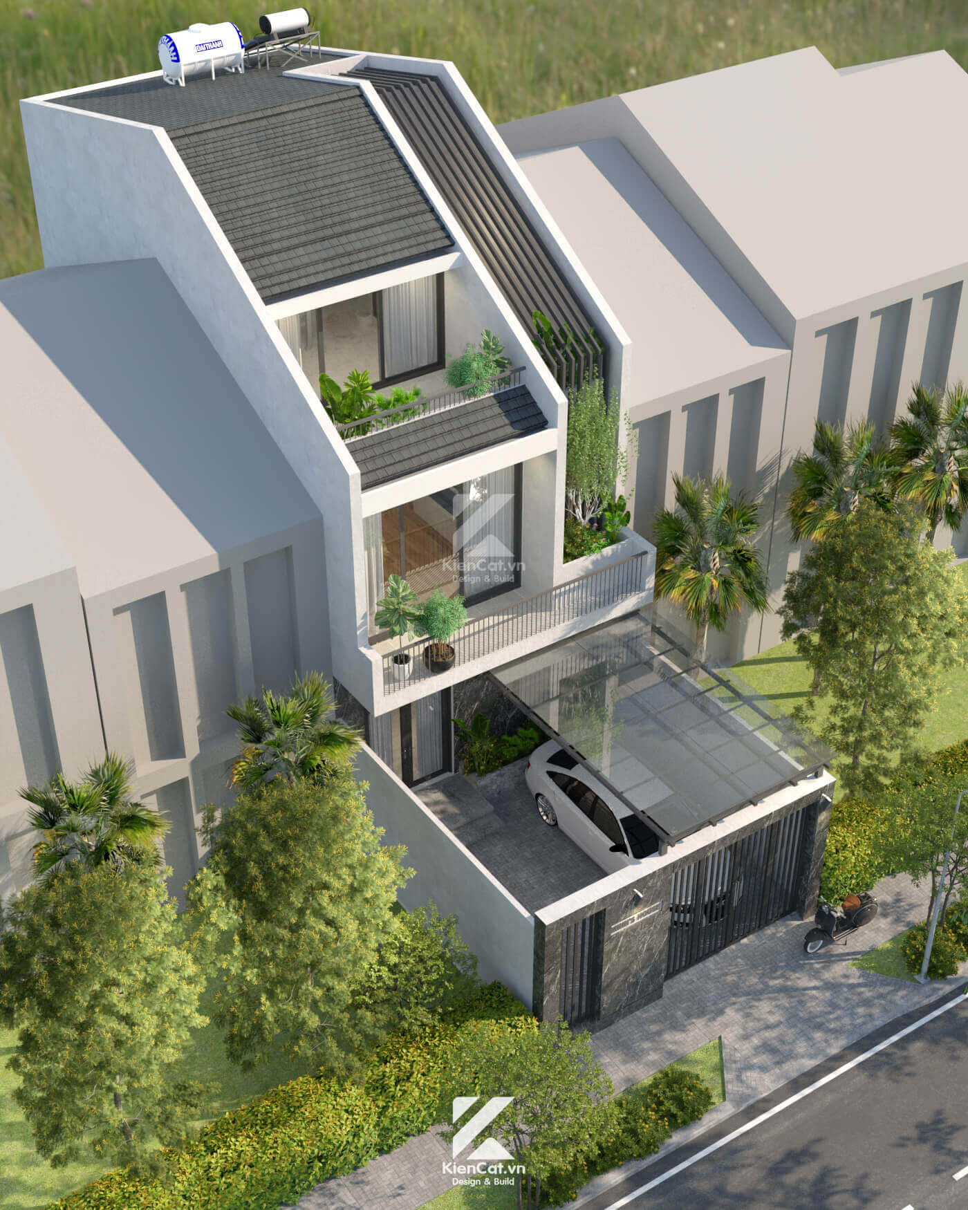 nhà phố 6m mặt tiền mái ngói hiện đại