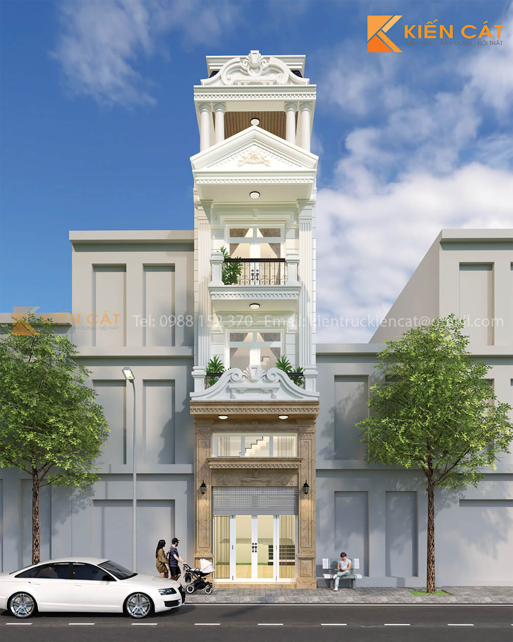 nhà phố cổ điển 3 tầng