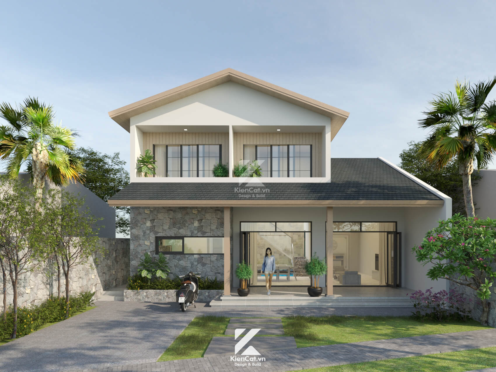 nhà vườn kiểu nhật 2 tầng