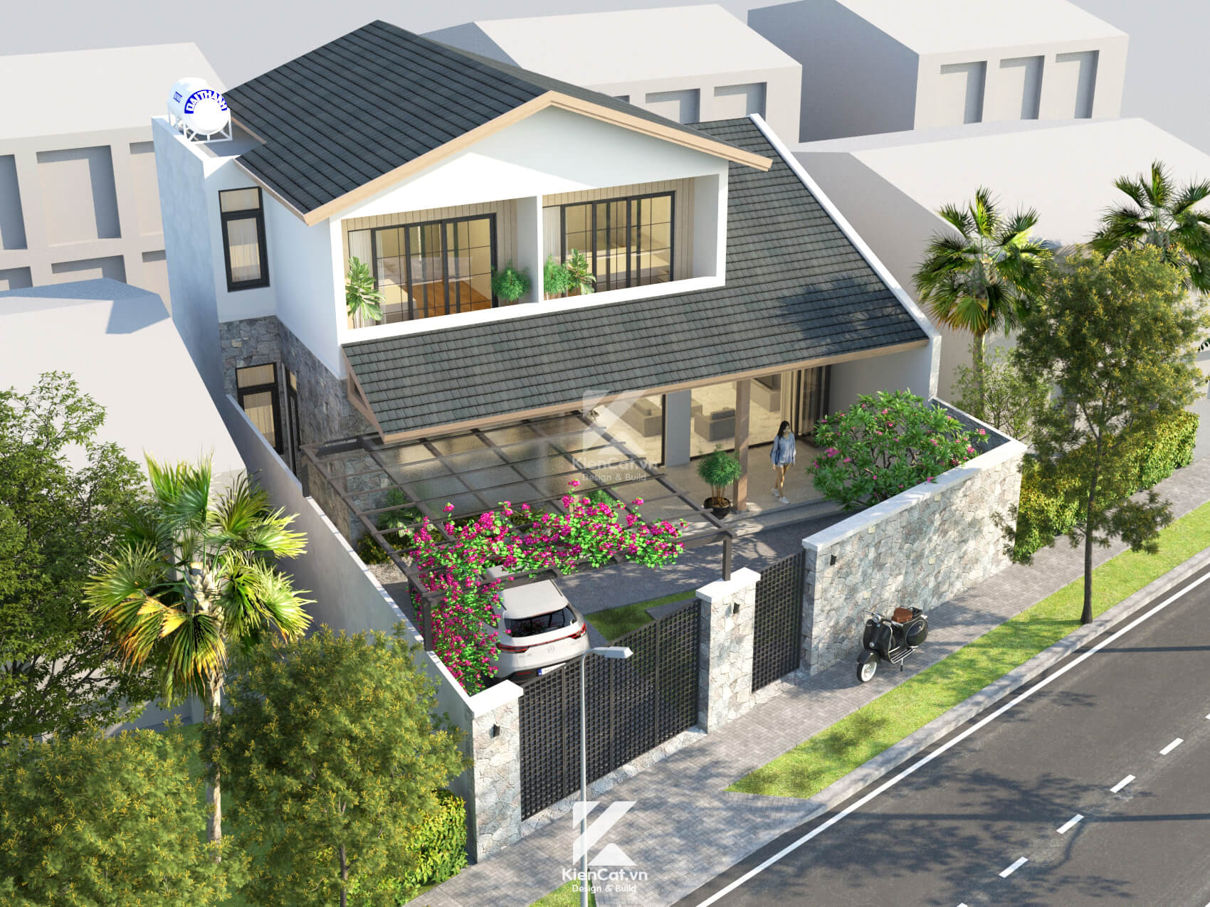 nhà vườn kiểu nhật 2 tầng