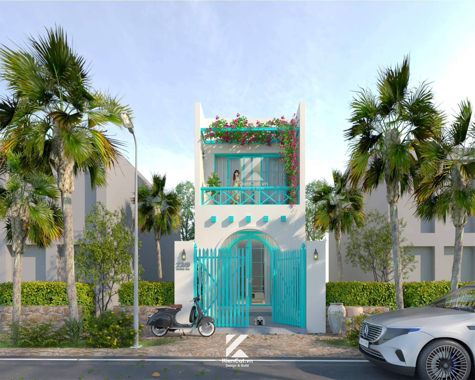 nhà phố phong cách santorini hy lạp mới lạ độc đáo