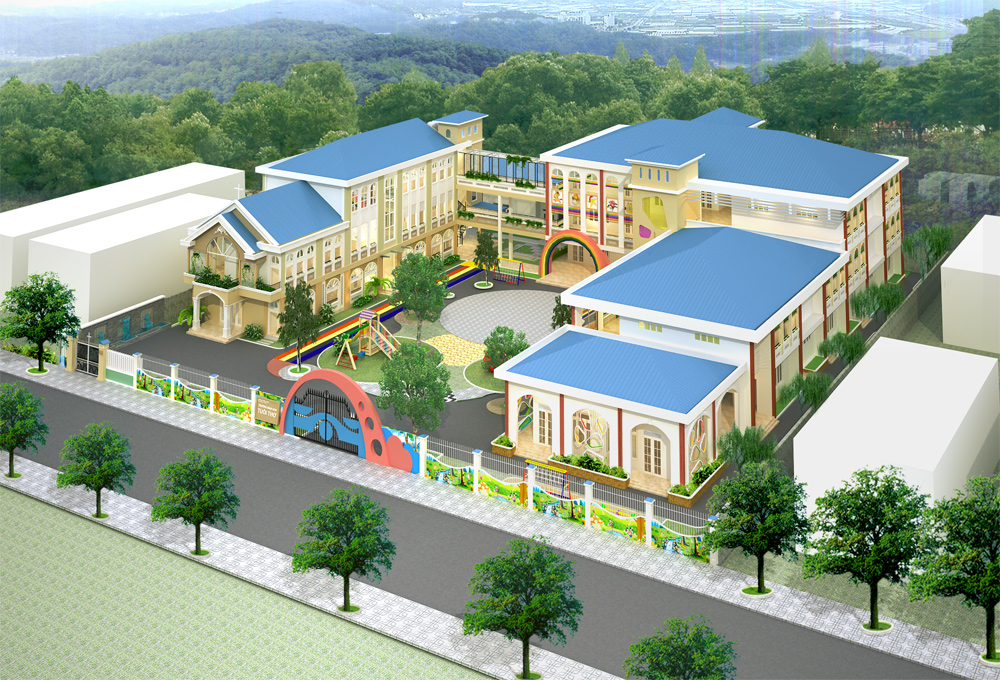 thiết kế trường mầm non tuổi thơ kết hợp với nhà dòng