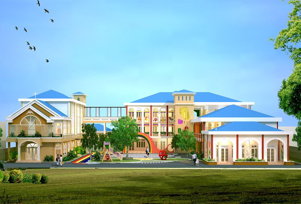 thiết kế trường mầm non tuổi thơ kết hợp với nhà dòng