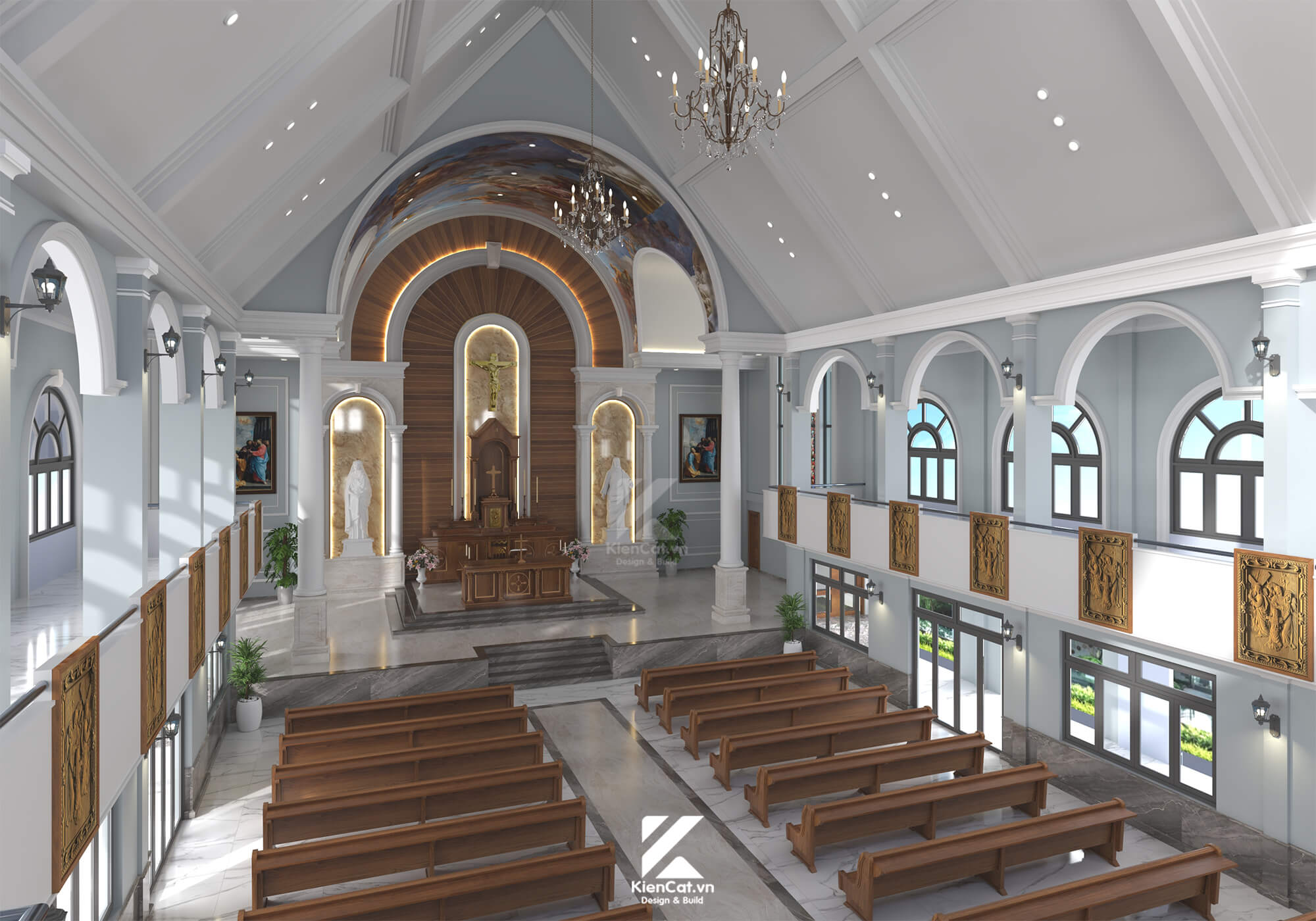 thiết kế nội thất nhà thờ giáo xứ núi tung, long khánh, đồng nai