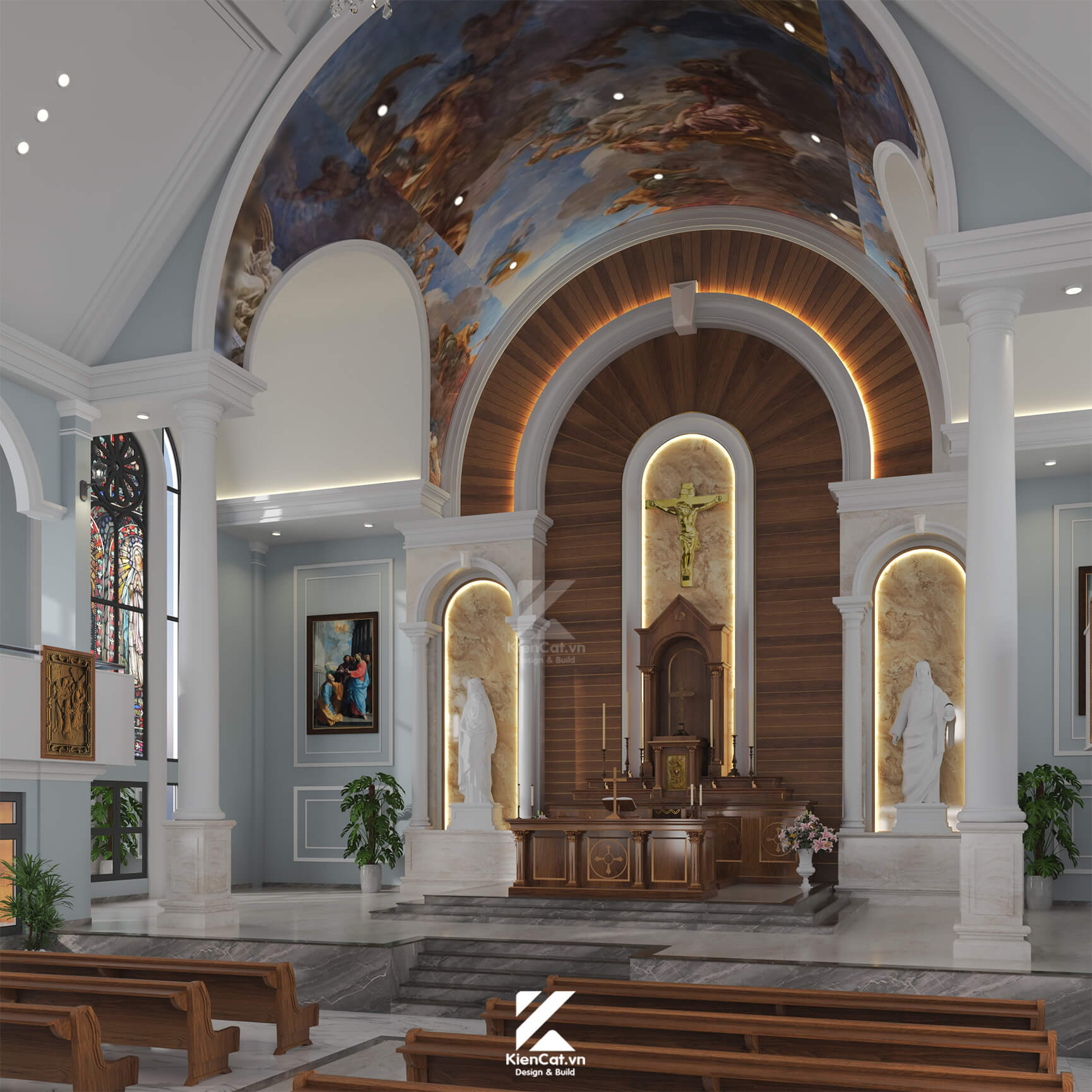 thiết kế nội thất nhà thờ giáo xứ núi tung, long khánh, đồng nai