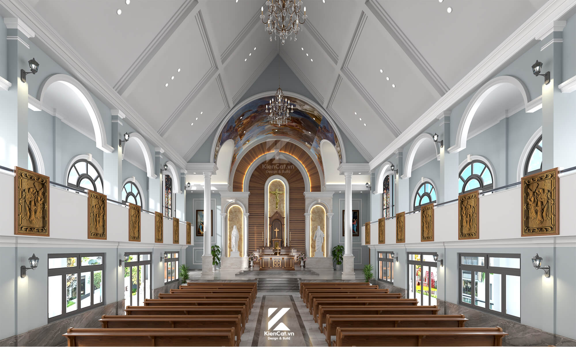 thiết kế nội thất nhà thờ giáo xứ núi tung, long khánh, đồng nai