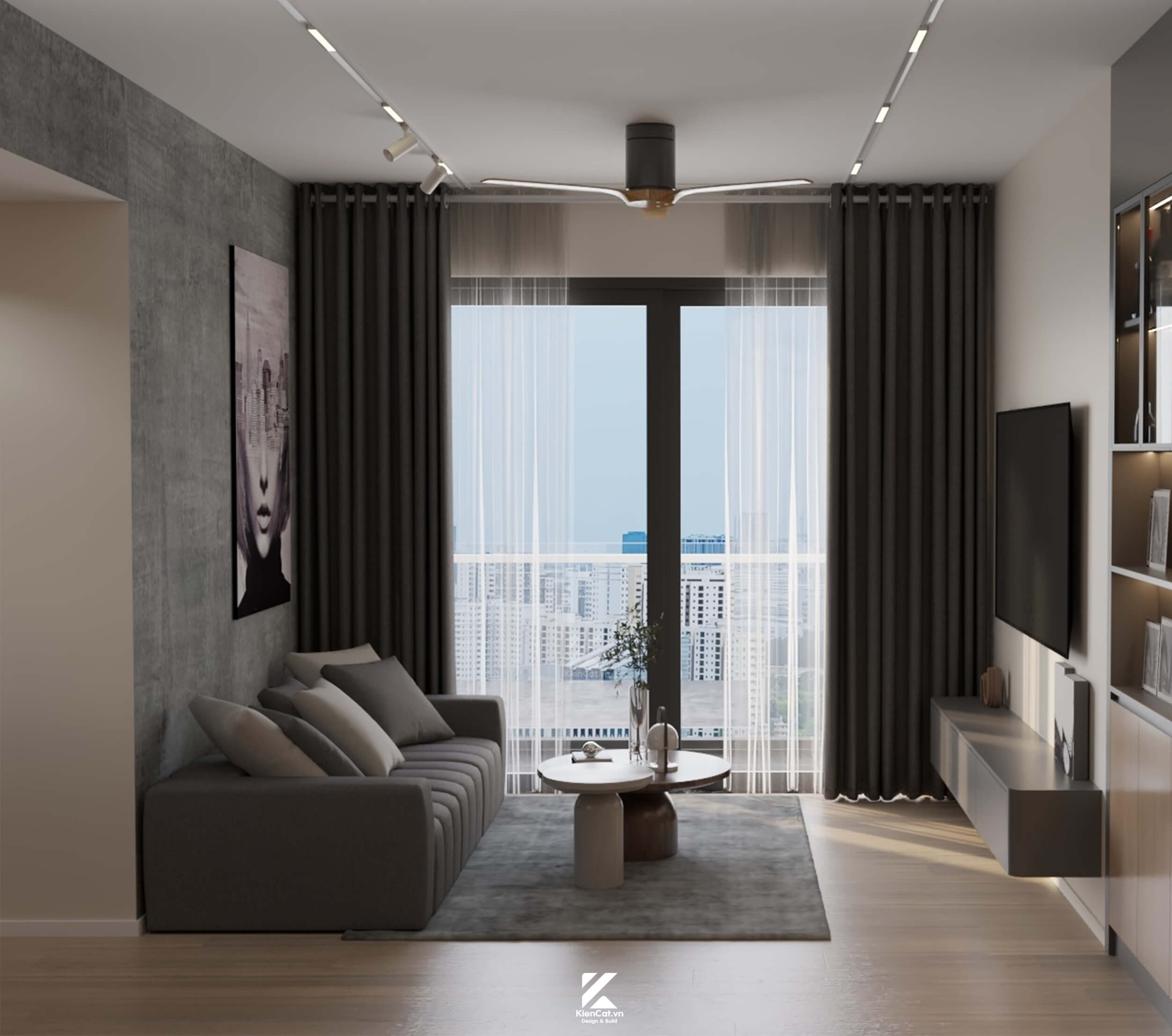 thiết kế chung cư 2 phòng ngủ Lumiere Boulevard