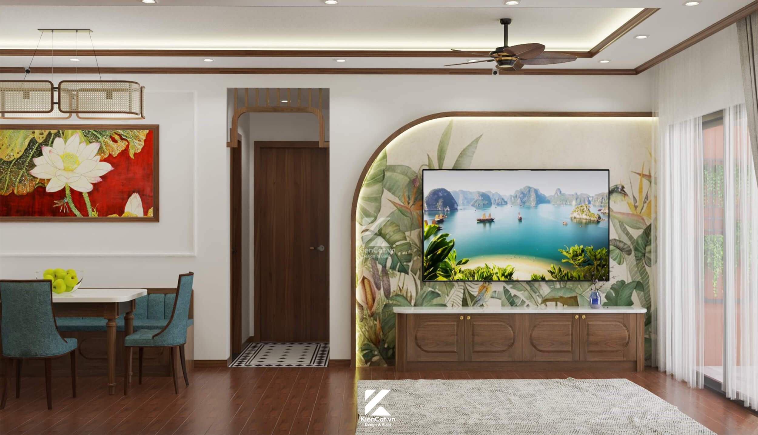 thiết kế chung cư phong cách indochine dự án Akari Nam Long Võ Văn Kiệt