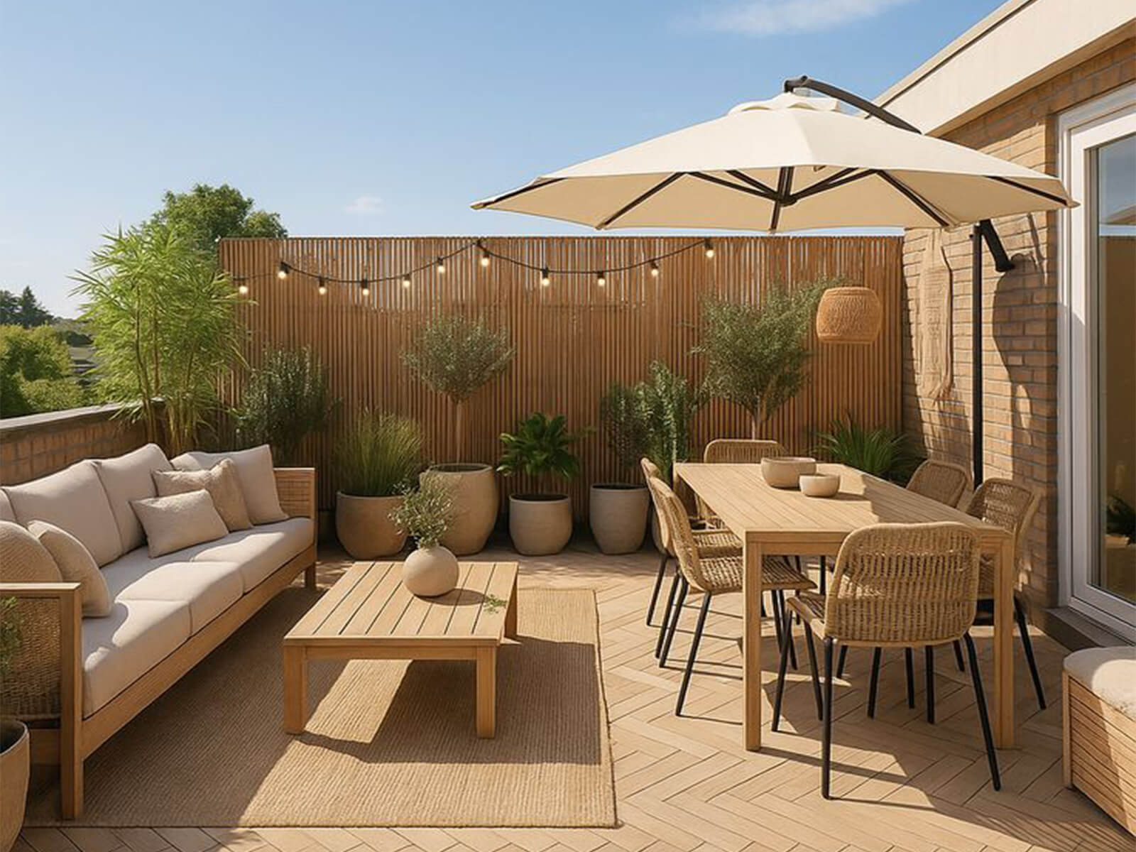 Cải tạo sân thượng làm khu vườn chill hoặc khu nướng BBQ ngoài trời.