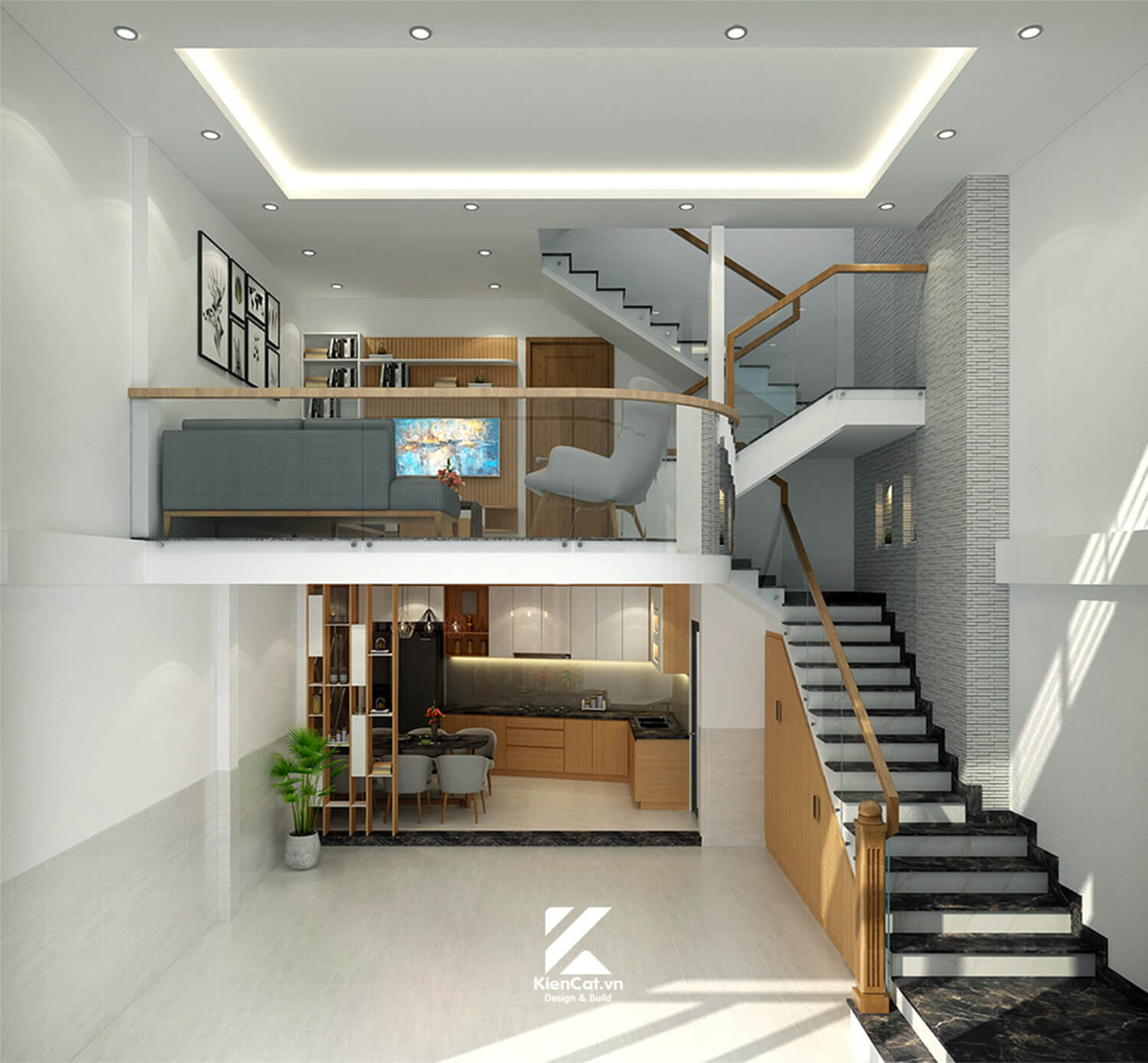 thiết kế nhà phố có lửng