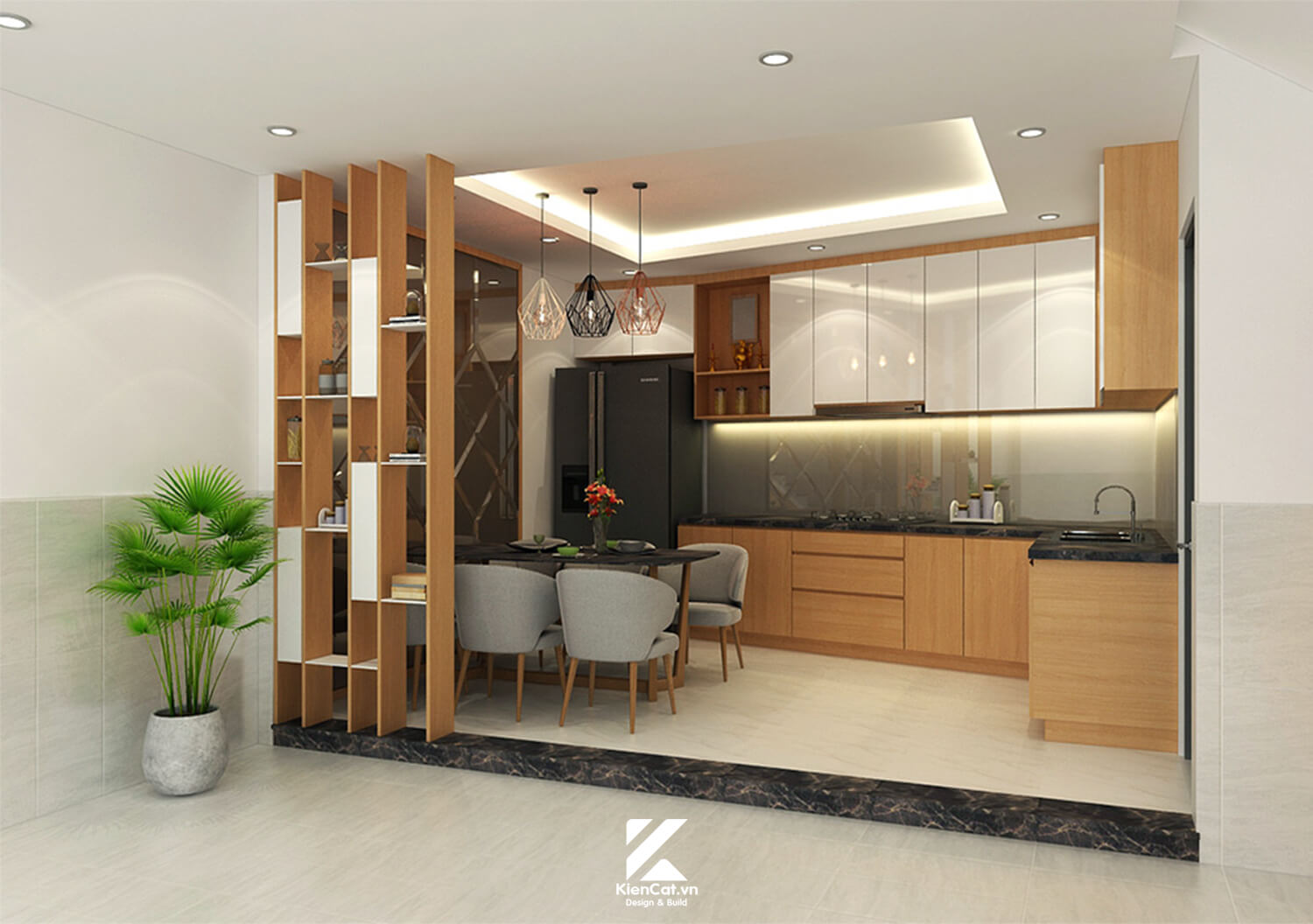 thiết kế bếp nhà phố hiện đại