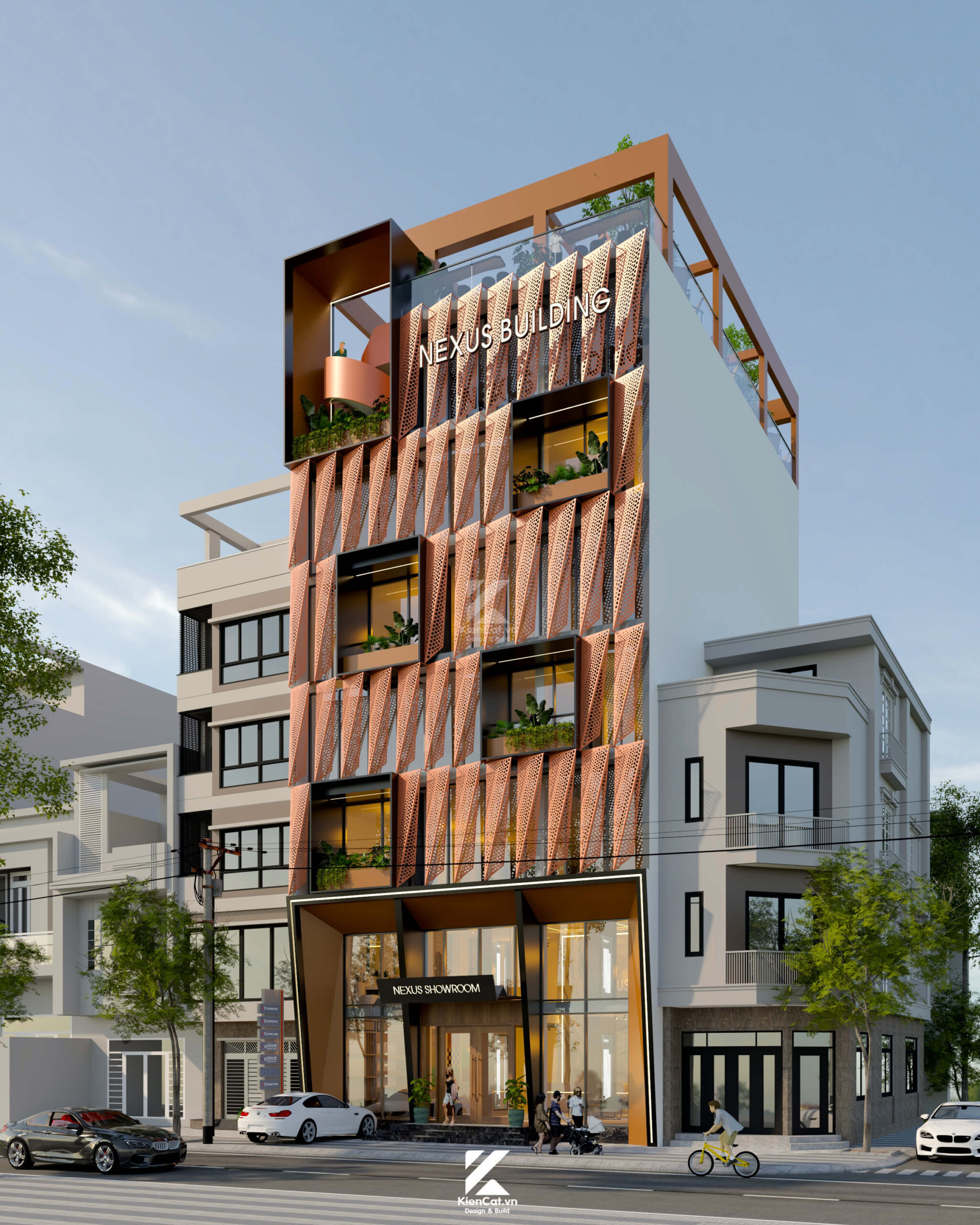 thiết kế toà nhà văn phòng kết hợp showroom the nexus
