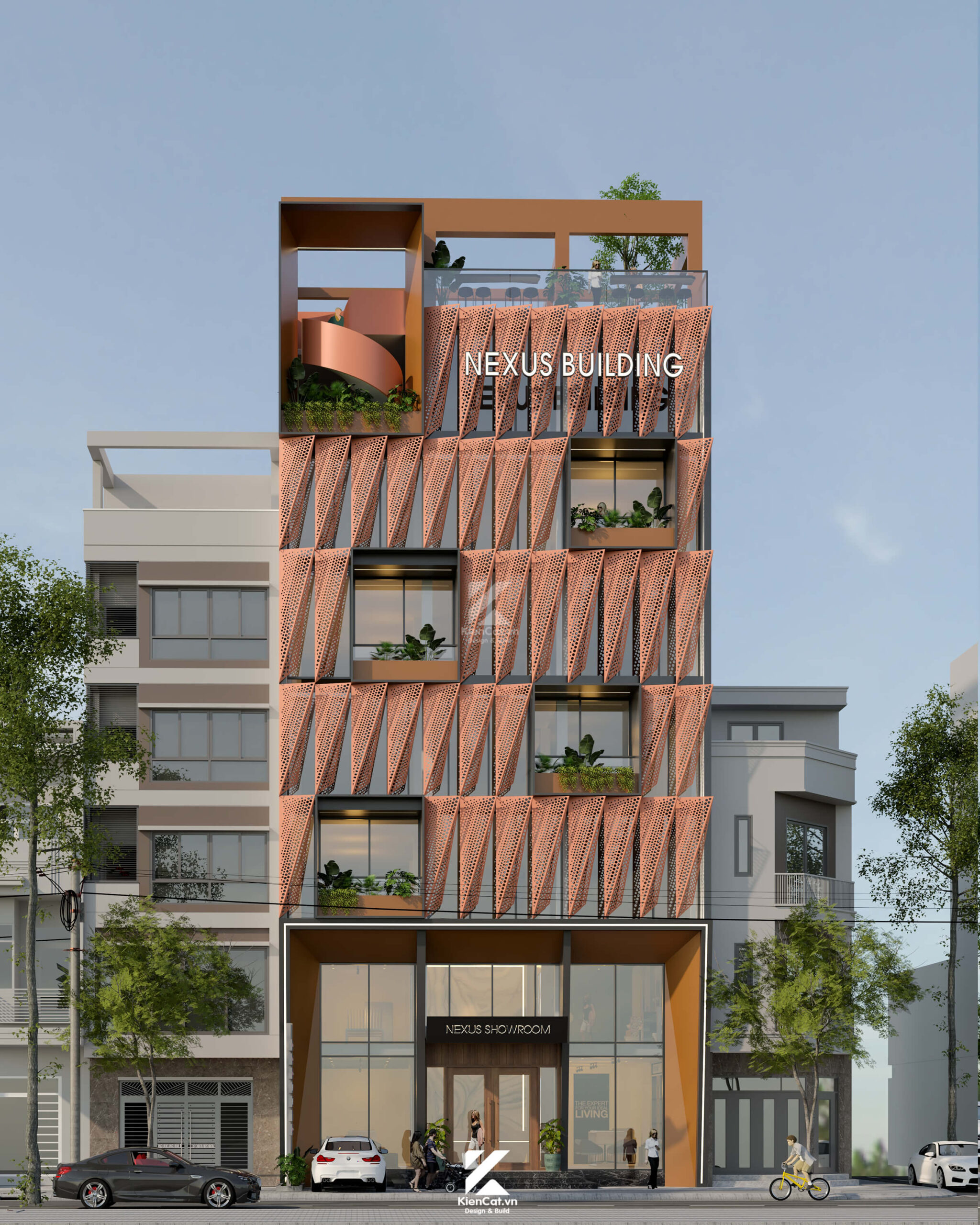 thiết kế toà nhà văn phòng kết hợp showroom the nexus