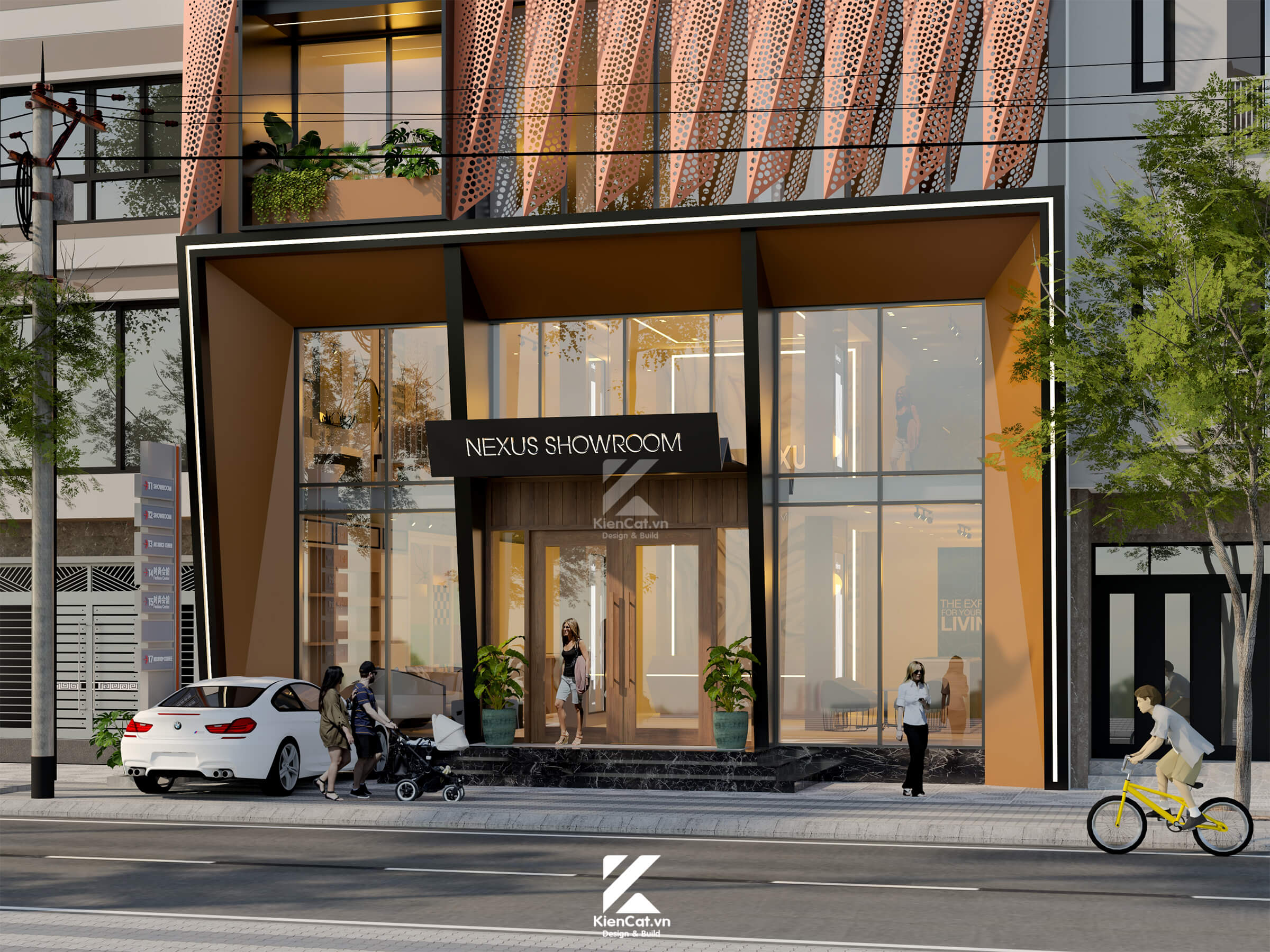thiết kế toà nhà văn phòng kết hợp showroom the nexus